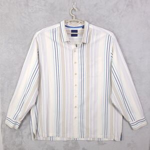 Tommy Bahama Button Up Shirt Men Size 3XT Tall Long Sleeve Silk Blend Striped